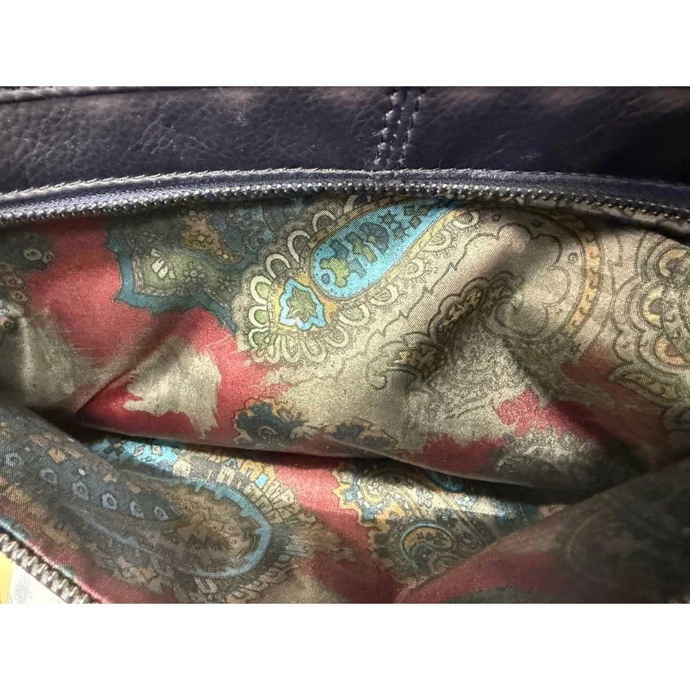 Ted Baker London Mens Blue Leather Messenger Bag Satchel Crossbody Briefcase